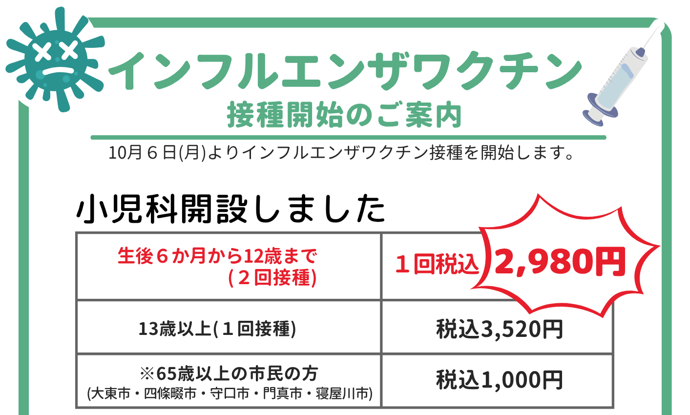 インフルエンザワクチン接種